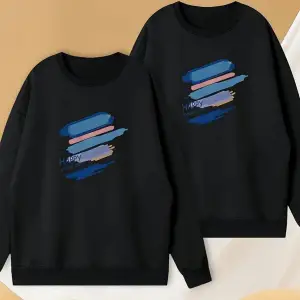 Siyah Biskilet Yaka Sweatshirt Çift Sevgili Kombinleri Couple Clothing