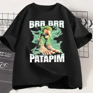 Siyah BrrBrr Patapin İtalyan Beyinrot T Trendy Harajuku Tee Gömle