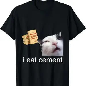 Siyah EWH Ben Yemek Çimento Laneti Kedi Komik Garip Belirli Meme