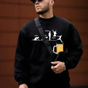 Siyah Friday Bira Baskılı Oversize Kapuşonlu Erkek Sweatshirt bsgfridaybiraswea