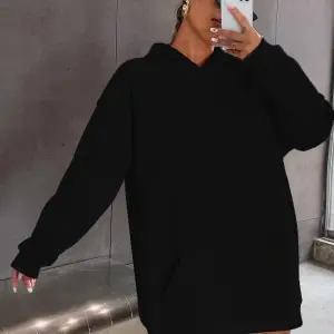 Siyah Happy Baskılı Oversize Kapüşonlu Sweatshirt