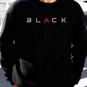 Siyah Harfli Yaratıcı Baskı Erkek Temel Giyim Bol Sweatshirt Spor Sokak Stili Kazak Rahat Yum