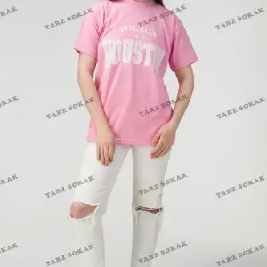 Siyah Houston Baskılı Oversize Kadın