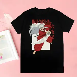 Siyah Inuyasha Yeni Baskı Tshirt Yaz Yenilik