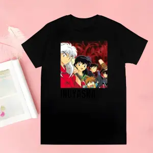 Siyah Inuyasha Yeni Baskı Tshirt Yaz Yenilik