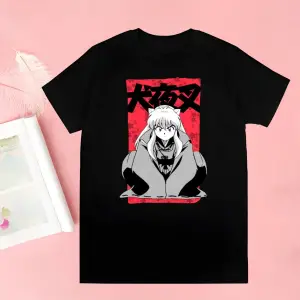 Siyah Inuyasha Yeni Baskı Tshirt Yaz Yenilik