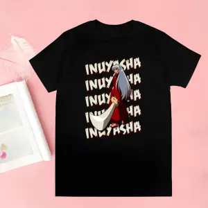 Siyah Inuyasha Yeni Baskı Tshirt Yaz Yenilik