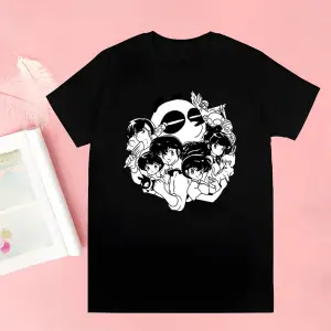 Siyah Inuyasha Yeni Baskı Tshirt Yaz Yenilik