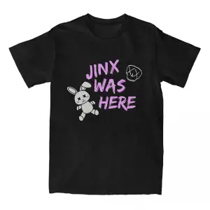 Siyah Jinx Arcane Monkey Unisex Streetwear Grunge Aesthetic Short Sleeve Cotton T