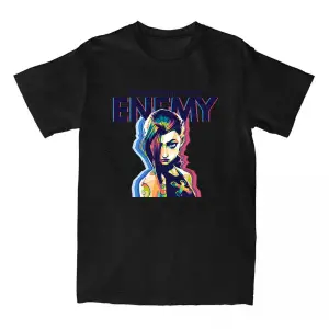 Siyah Jinx Arcane Monkey Unisex Streetwear Grunge Aesthetic Short Sleeve Cotton T