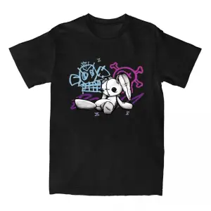 Siyah Jinx Arcane Monkey Unisex Streetwear Grunge Aesthetic Short Sleeve Cotton T