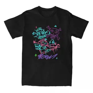 Siyah Jinx Arcane Monkey Unisex Streetwear Grunge Aesthetic Short Sleeve Cotton T