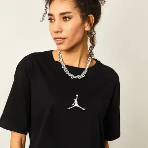 Siyah Kadın Air Baskılı Bisiklet Yaka Tişört