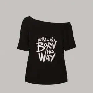 Siyah Kadın Düşük Omuz Kayık Yaka Baby Born Baskılı