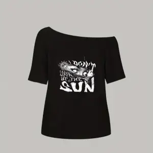Siyah Kadın Düşük Omuz Kayık Yaka I Dont Sun Baskılı