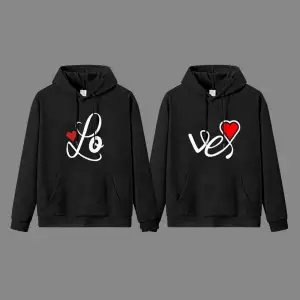 Siyah Kapşonlu Sweatshirt Çift Sevgili Kombinleri Couple Clothing