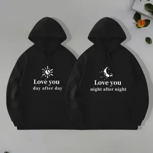 Siyah Kapşonlu Sweatshirt Çift Sevgili Kombinleri Couple Clothing