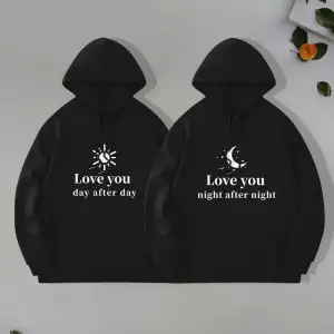 Siyah Kapşonlu Sweatshirt Çift Sevgili Kombinleri Couple Clothing