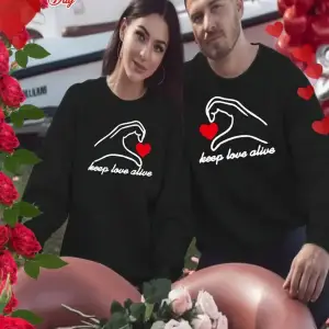 Siyah Kapşonlu Sweatshirt Çift Sevgili Kombinleri Couple Clothing