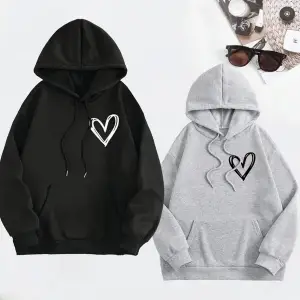 Siyah Kapşonlu Sweatshirt Çift Sevgili Kombinleri Couple Clothing