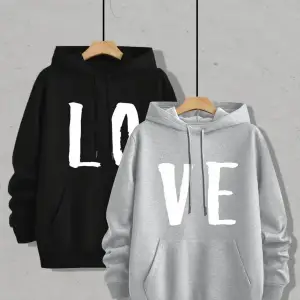 Siyah Kapşonlu Sweatshirt Çift Sevgili Kombinleri Couple Clothing