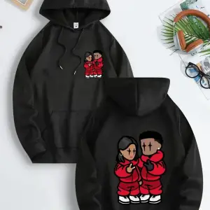 Siyah Kapşonlu Sweatshirt Çift Sevgili Kombinleri Couple Clothing