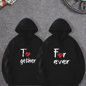 Siyah Kapşonlu Sweatshirt Çift Sevgili Kombinleri Couple Clothing