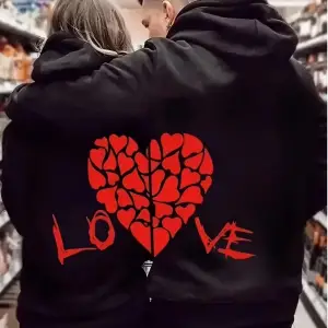 Siyah Kapşonlu Sweatshirt Çift Sevgili Kombinleri Couple Clothing