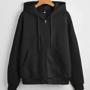 Siyah Kapüşonlu Fermuarlı Sweatshirt