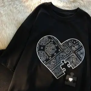 Siyah Karikatür Baskı Yaz Sevimli Kalp şeklinde Desen Harajuku