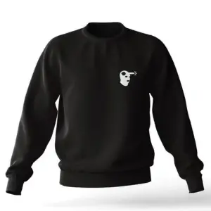 Sıyah Karpşonsuz 0 Yaka Pamuklu Oversıze Baskılı Sweatshirt Siyah