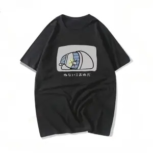 Siyah Komik Sloganı Im Late for Work Mizah Vintage Japonya Kanji Hiçbir Fikir Baskılı T Sh