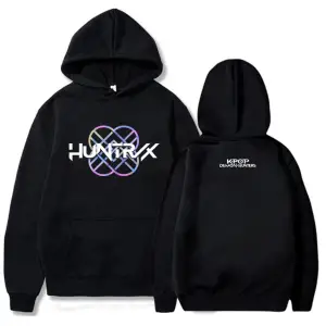 Siyah KPop Demon Hunters Huntrix Logosu Hoodie Film, Kaza