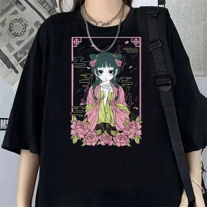 Siyah Kusuriya Hiçbir Hitorigoto Maomao Kawaii Karikatür Tshirt Anime Este