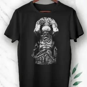 Siyah Mitoloji Dünyayı Taşyan Adam Atlas Baskılı Unısex Tişört