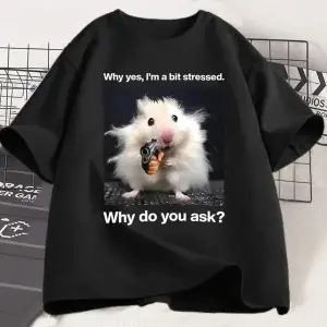 Siyah Neden Bu Kadar Stres Komik Baskı Weirdcore Unhinged Hayvan Fare Gra