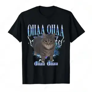 Siyah OIIAA OIIAA Komik Dönen Kedi Meme Mizah Kedi Beyinrot Komik Hakim Tee