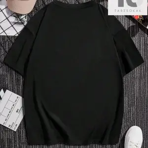 Siyah Örme Bisiklet Yaka Kısa Kollu Erkek Tişört