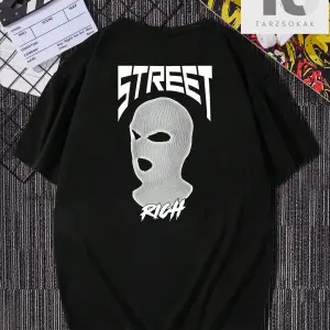 Siyah Örme Erkek Yuvarlak Yaka Düşük Omuz Tişört