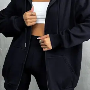 Siyah Oversize 3 Iplik Kalın Içi Polarlı Fermuarlı 1.kalite Bol Kesim Düz Baskısız Sweatshirt