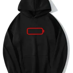 Siyah Oversize Baskılı Pamuklu Kapşonlu Kanguru Cepli Unisex Sweatshirt