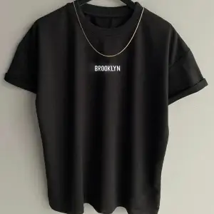 Siyah Oversıze Brooklyn Baskılı Bisiklet Yaka Unisex T-shirt