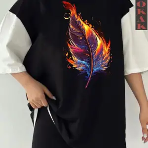 Siyah Oversize Çift Renk ASLAN 4 Baskılı Unisex Tshirt