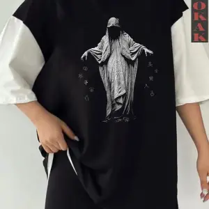 Siyah Oversize Çift Renk DREADLES  Baskılı Unisex Tshirt