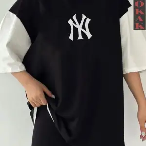 Siyah Oversize Çift Renk NY YANK SESİ YAZI  Baskılı Unisex Tshirt