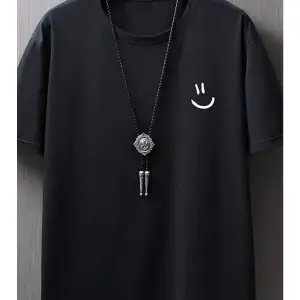 Siyah Oversize Minimal Baskılı Tshirt