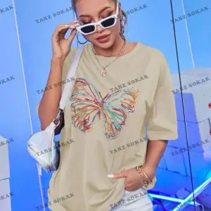 Siyah Renkli Kelebek Logo Oversize