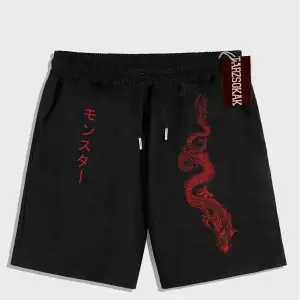 Siyah Şort KOD Trend EMRG Erkek Ejderha Baskılı