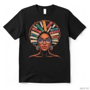 Siyah Tarih Ayı Öğretmen Kitapları Afro T-shirt Erkekler Kadınlar Için % 100% Pamuklu T Shirt
