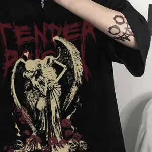 Siyah Tender Skeleton Angel Couple T-shirt Rbts410229